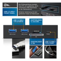 CSL SD, microSD Cardreader / USB A+C Bay 3.5'' PC intern