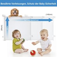 Ausziehbares Treppenschutzgitter 0–140 cm, weiss – NEU