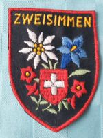 Vintage Badge Wappen ZWEISIMMEN Enzian ST. GALLER STICKEREI