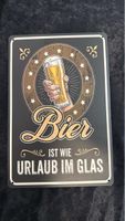Vintage Bier-Blechschild - «Urlaub im Glas» - Top Zustand