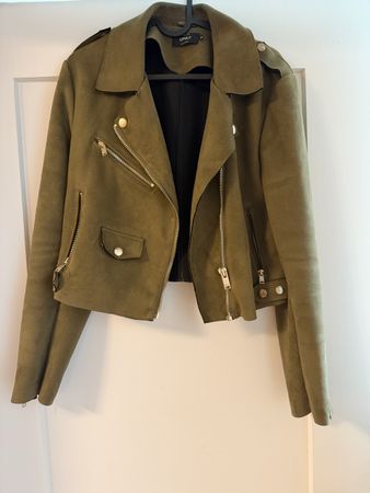 Damen Kunstlederjacke ONLY Khaki in Grösse 40 guter Zustand