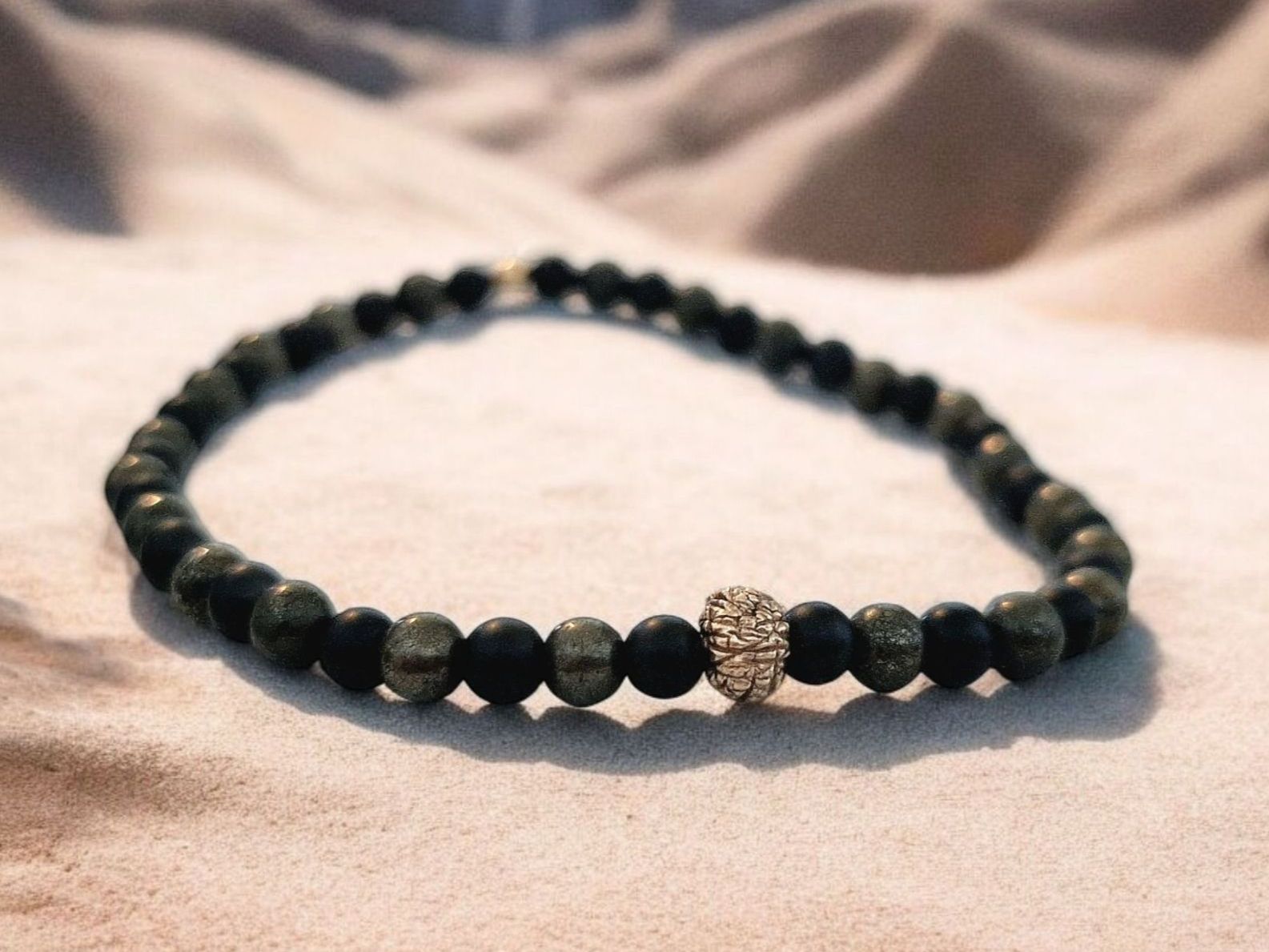 Bracciali & Braccialetti: Armband Schwarzer Turmalin,  Pyrit, Goldbronze – Nuovo e nell'imballaggio originale da Aarau venduto da Schmuckhoehle_MD 1