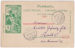5 Rp. UPU Postkarte von BÜHLER nach ZÜRICH