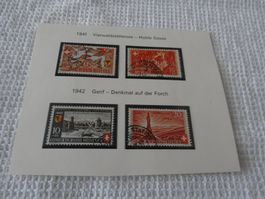 Bundesfeiermarken 4 Marken 1941 1942  Genf Hohle Gasse gest.