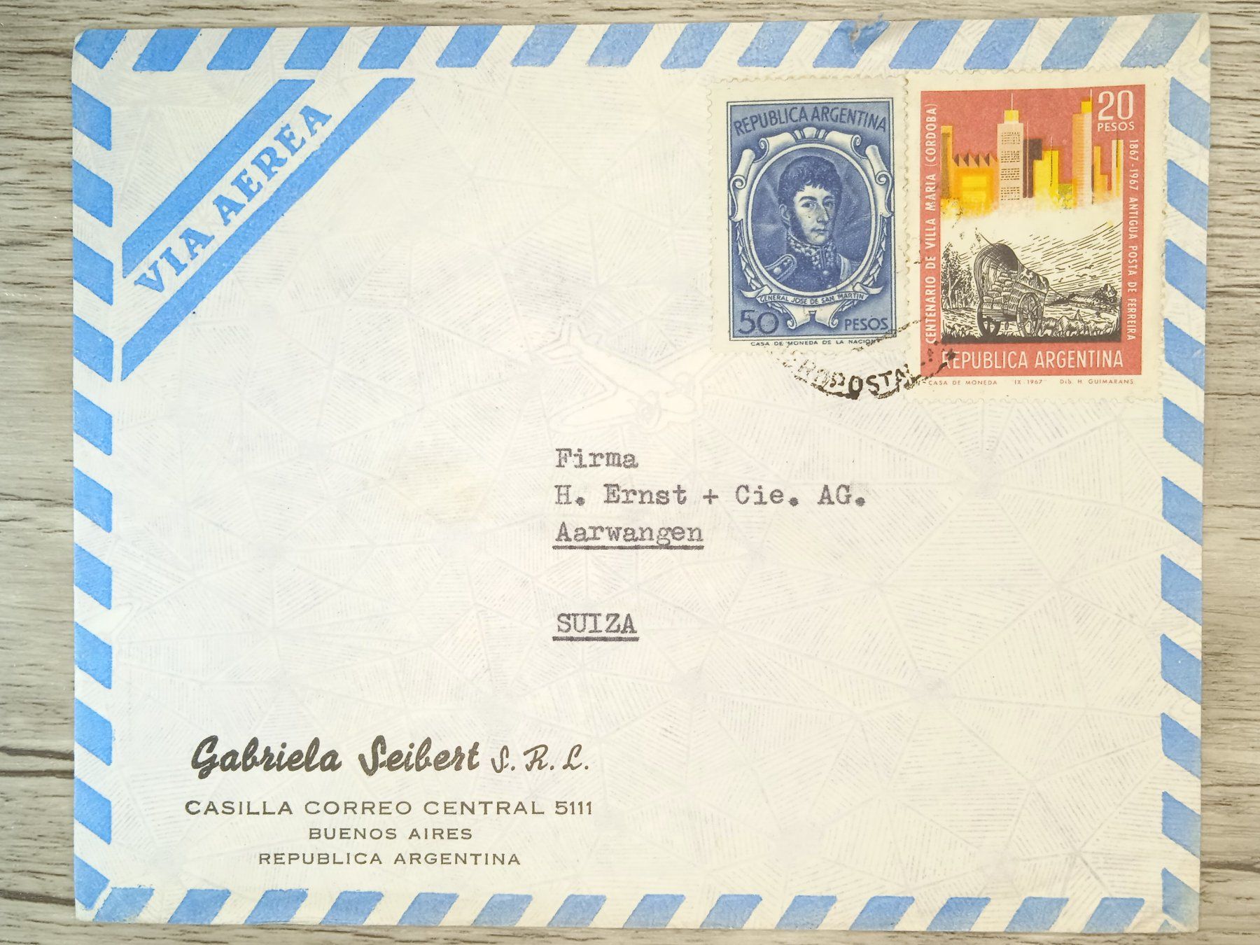 Alle Briefmarken: TR65 Enveloppe + Timbre Argentine 19xx – Gebraucht aus Cousset von Patrick_Collections
