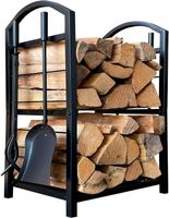 Kaminholzregal Metall 45x30x74 cm 5-tlg. mit Kaminbesteck