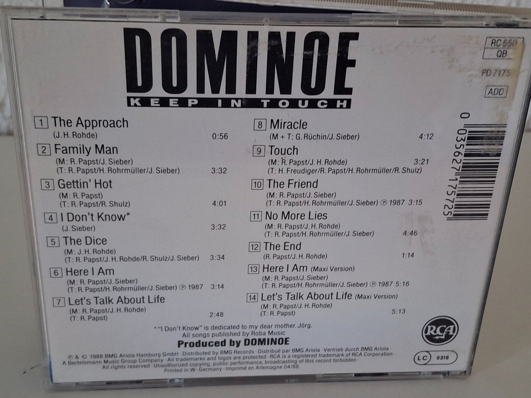 CDs: CD DOMINOE -  KEEP IN TOUCH /  Hard-Rock DE 1988 – D'occasion à Aarberg par Jackup1 1