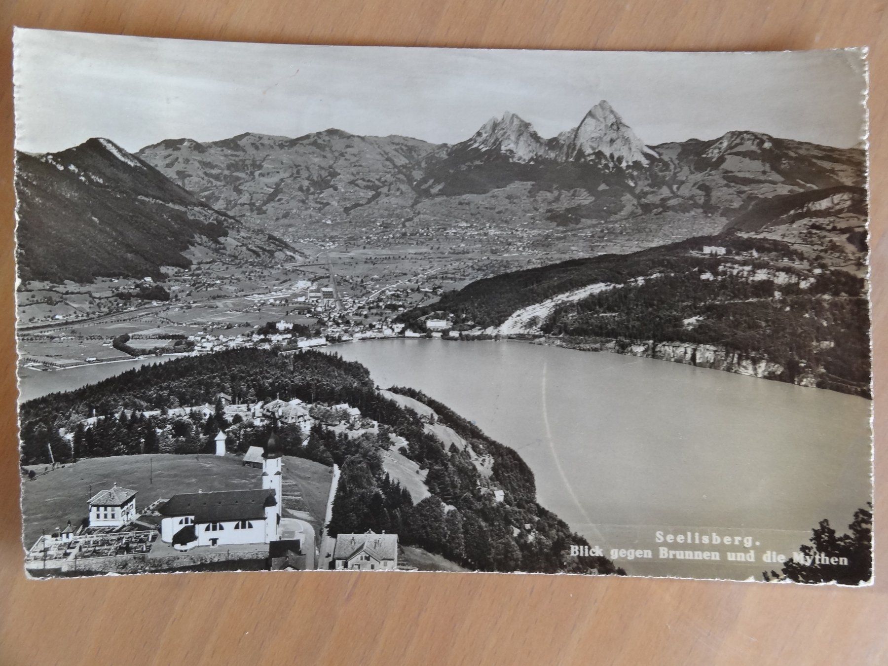 Ansichtskarten: Seelisberg - Blick gegen Brunnen - 1948 – Gebraucht aus St Léonard von Riglin
