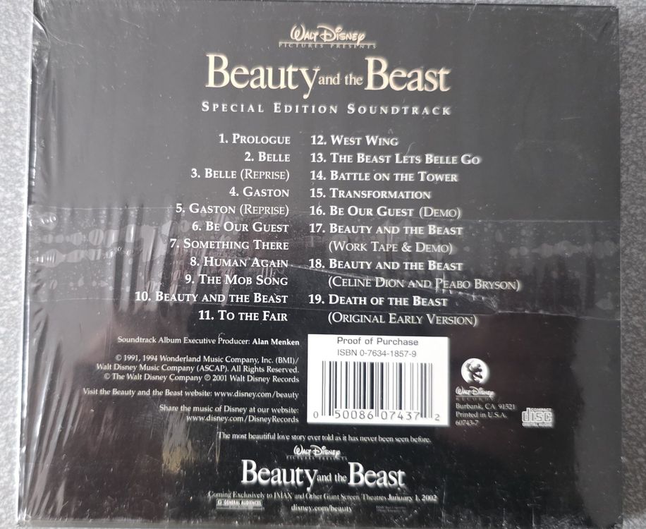 Beauty and the Beast- Original Motion Picture Soundtrack CD (Gebraucht ...