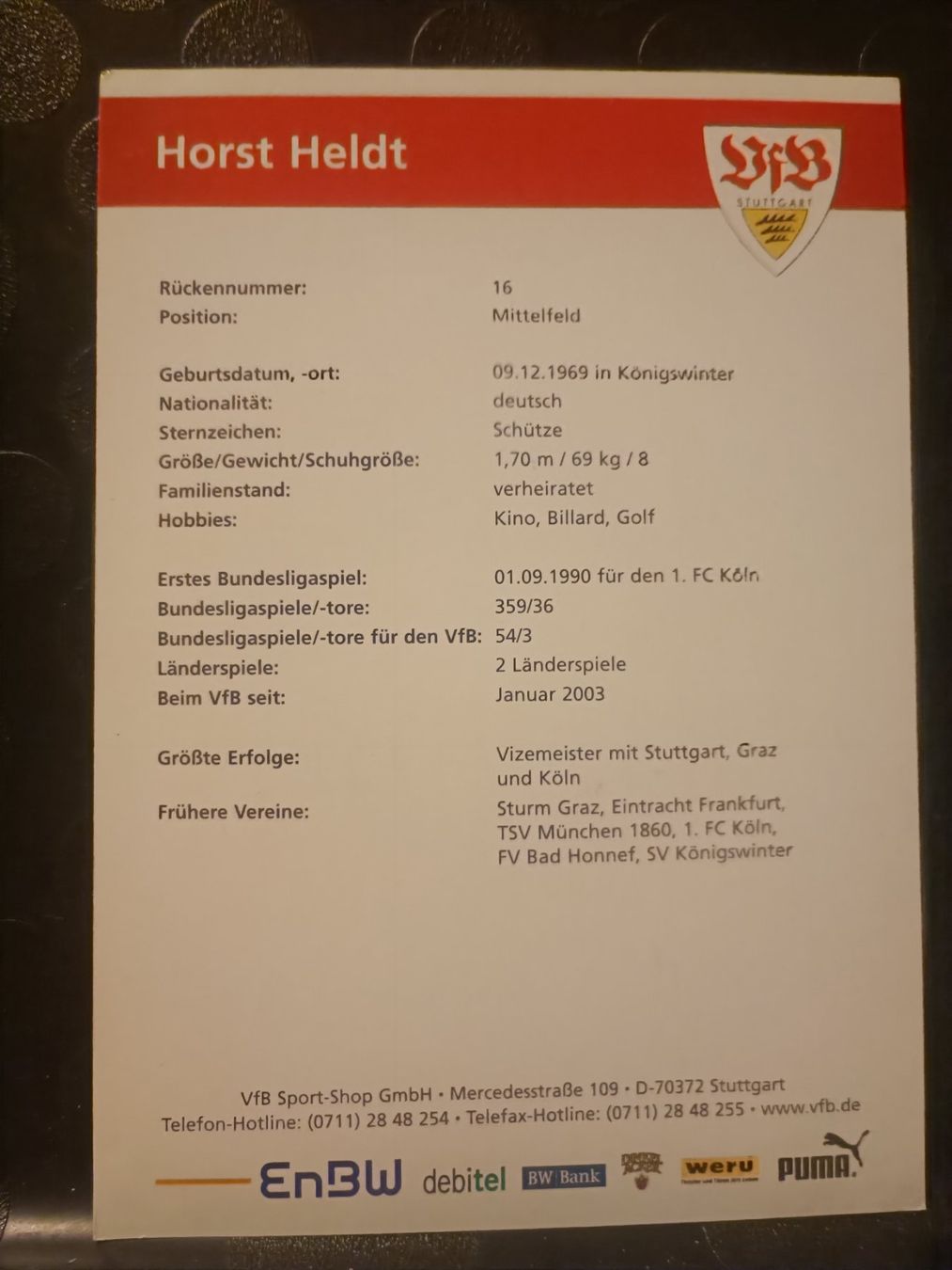Autographes: Thorsten Heldt - VfB Stuttgart - handsigniert – D'occasion à Menziken par Artographs 1