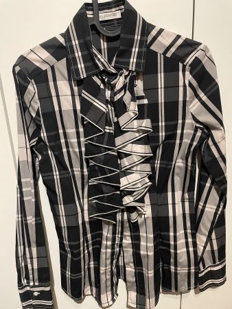 Elegante Damenbluse Grösse S kariert schwarz/weiss