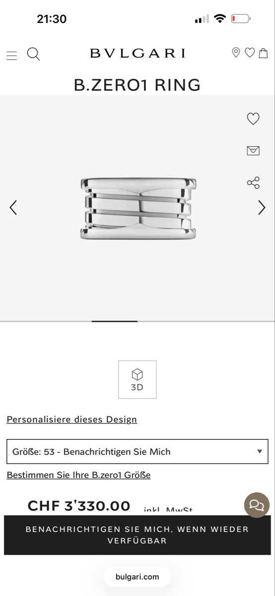 Bulgari Ringe: Bvlgari B.Zero1 Ring 4 Bands Weissgold 53 Neu – Neu (gemäss Beschreibung) aus Weisslingen von MichelleH 5