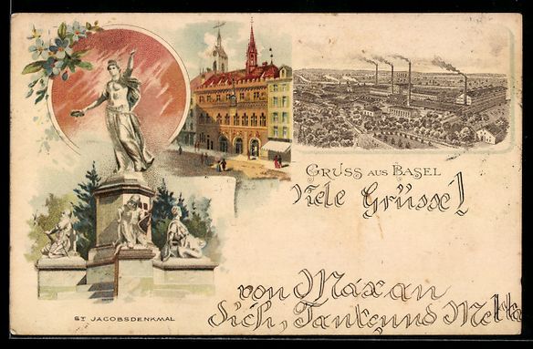 Ansichtskarten: Litho Basel, Basel, Hoffmann's Stärkefa – Gebraucht aus Berlin von bartko-reher