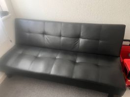 Schlafsofa, schwarzes Kunstleder - Top Zustand!