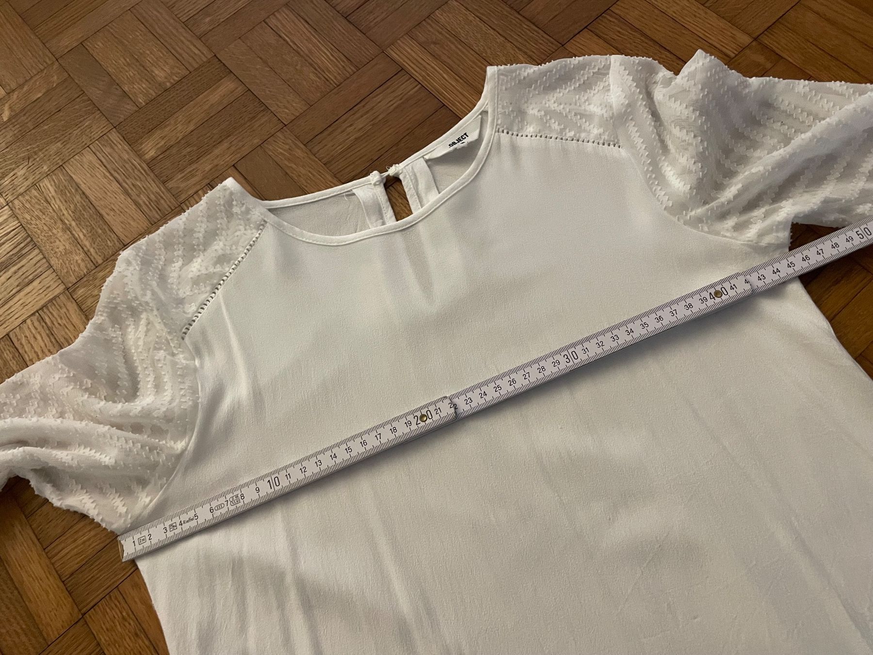 Camicette: Object Bluse weiss Gr. 38 Viskose transparente Ärmel – Usato da Zürich venduto da MrsWollishofen 5