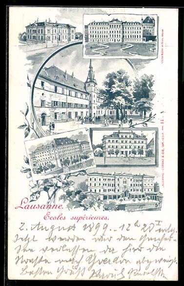 Cartoline postali: AK Lausanne, Ecoles supérieures, 1899 – Usato da Berlin venduto da bartko-reher