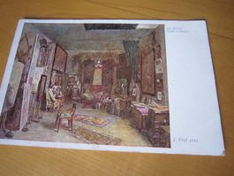 No 11 schöne antike Postkarte Im Atélier AB NUR 75 RP