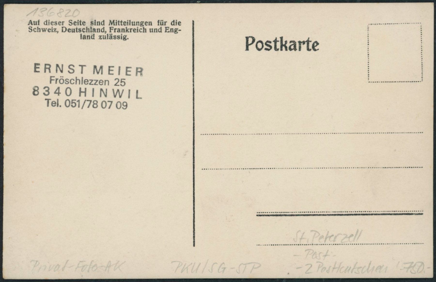 Cartoline postali: SG St. Peterzell - Post - Postkutsche – Nuovo (secondo la descrizione) da Schindellegi venduto da stationary 1