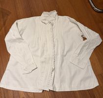 Antique Damen Bluse weiss mit Spitzenbesatz