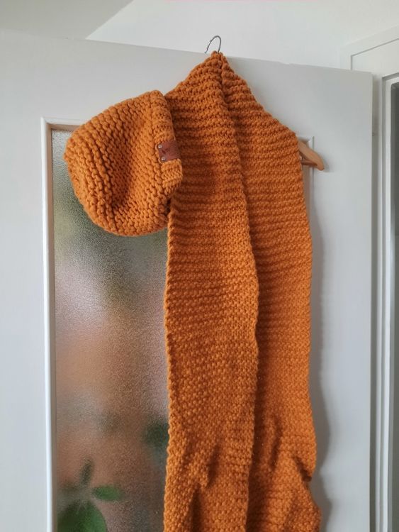 Écharpe Vintage En Laine Et Fourrure Orange - Style Bohème, Occasion, Parfaite Pour L'automne/hiver