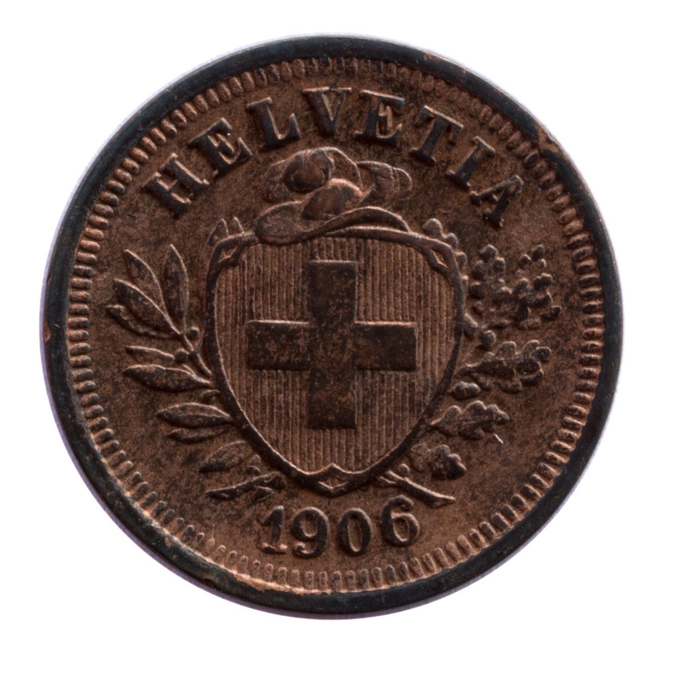 Tutti le monete: Schweiz / Suisse - 1 Rappen - 1906 – Usato da Rotkreuz venduto da Swiss-Coins