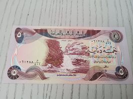 5 Dinar Irak Banknote 1981 Wasserfall NEU