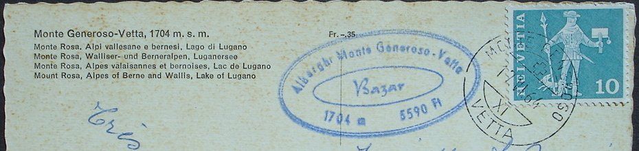 Cartoline postali: MONTE GENEROSO mit Bahn – Usato da Jona venduto da philajona 1