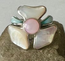 Massiver Designer Silberring MAN 925 Perlmutt Blüte –12g-G57