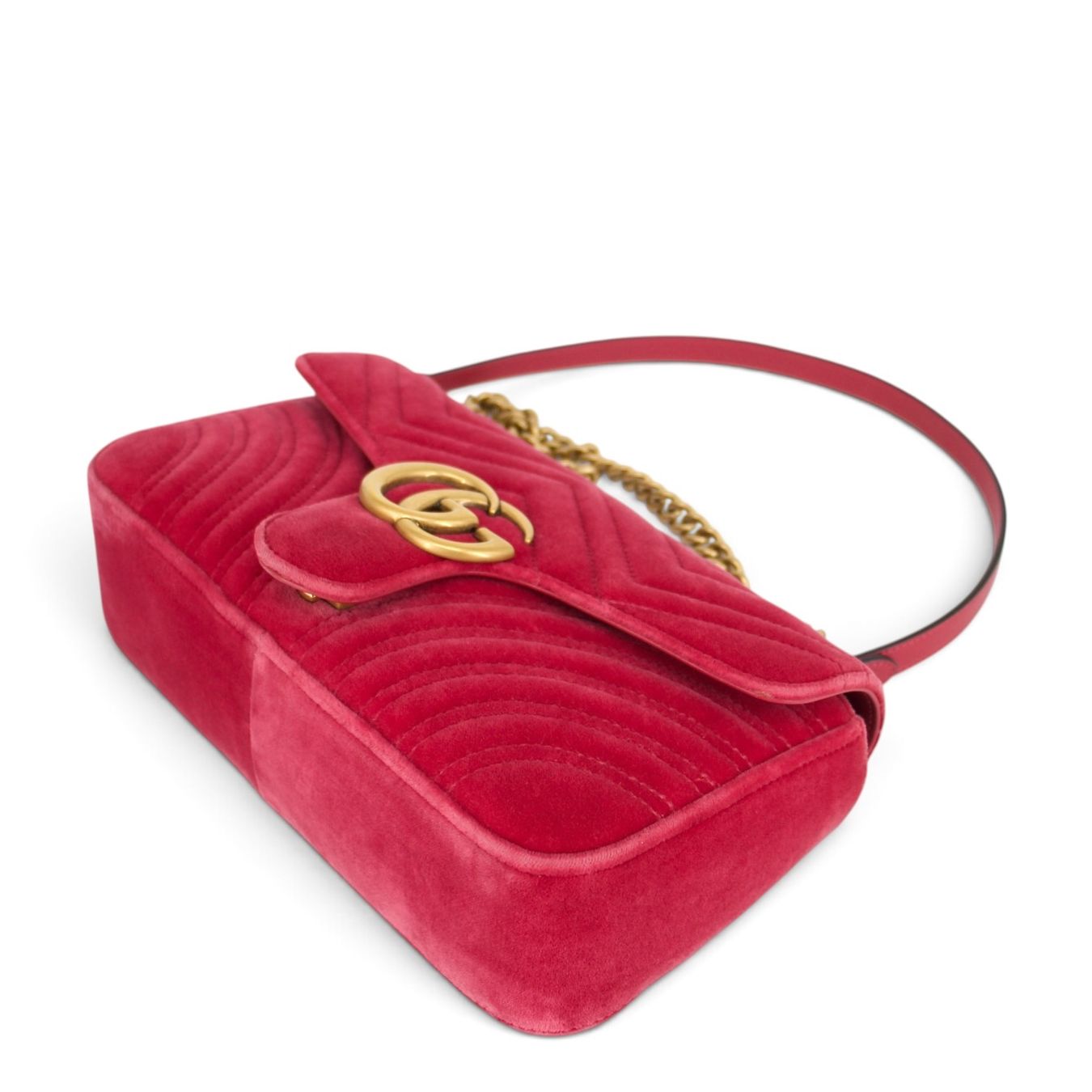 Gucci Borse da donna: Gucci GG Marmont Samt raspberry – Usato da Binningen venduto da Designerlabels 7