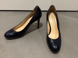Elegante Damen Pumps Gr. 38 - Dunkelblau - Echtleder