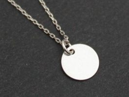 Sterling Silber Plättchen, Halskette 9mm (Geschenkidee) rund