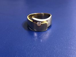 Damenring mit Diamant aus 18 Karat bicolor Gold Au 750