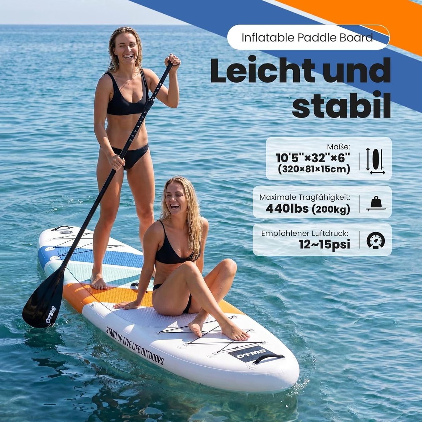 Tavole da surf e di nuoto: SUP Board 320cm Stand Up Paddle Board aufblasbar Set 160kg – Nuovo e nell'imballaggio originale da Wittenbach venduto da VELARO 2