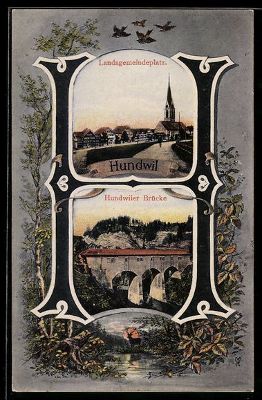 Cartes postales: Hundwil, Landsgemeindeplatz mit Kirche,  – D'occasion à Berlin par bartko-reher