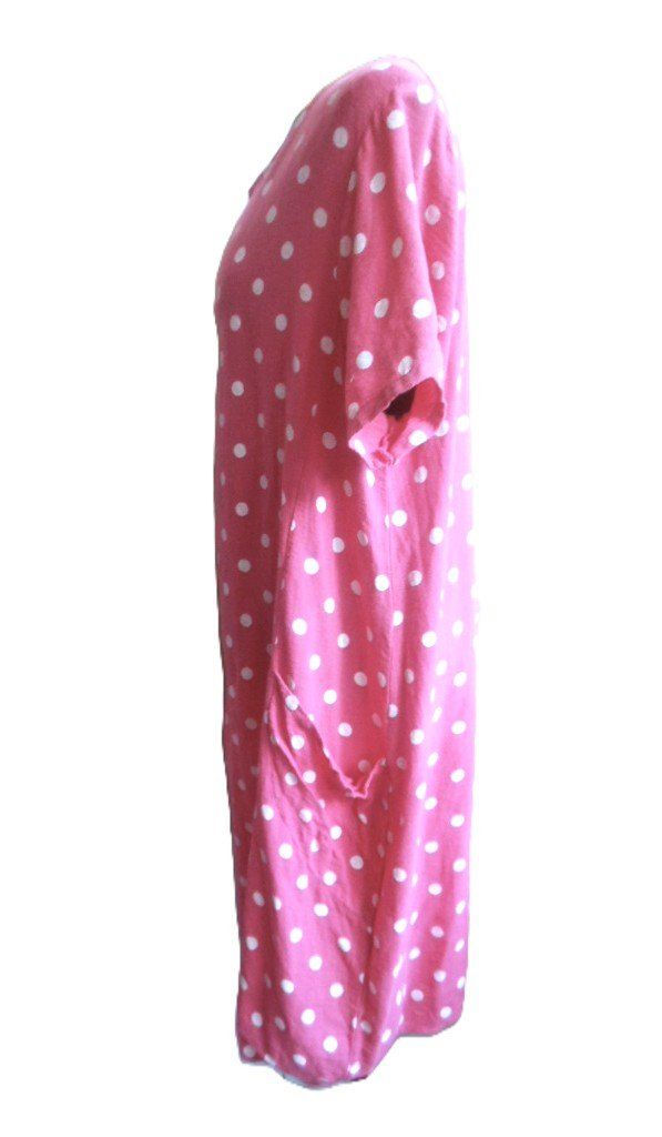 Vestiti: Gr. 46 48 s. Masse Sommerkleid pink weiss Baumwolle – Usato da Basel venduto da frausommerwind 1