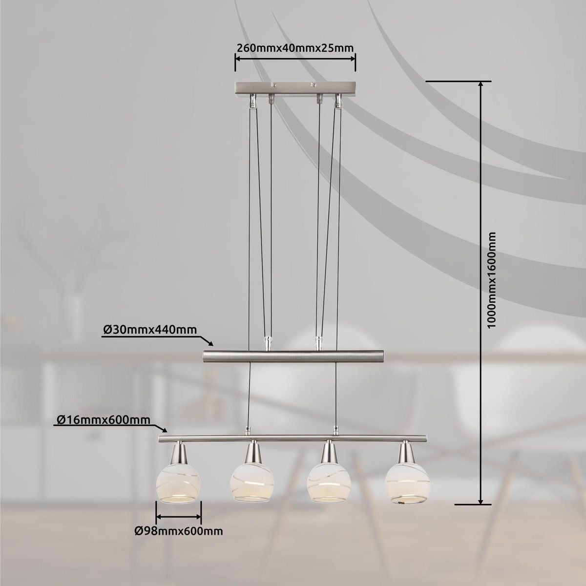 Lustres & lampes de plafonds: LED Pendelleuchte, Glas, 60 cm x 10 cm – Neuf (Voir description) à Kreuzlingen par Smart-Light 3