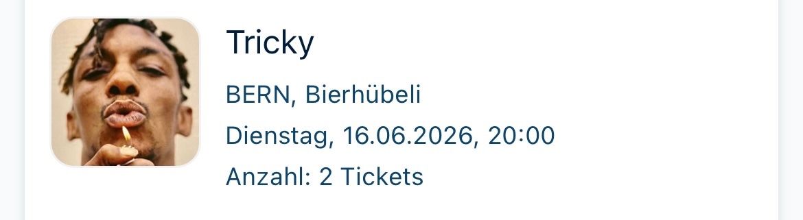 Biglietti: TRICKY Konzerttickets Tricky – Nuovo e nell'imballaggio originale da Luzern venduto da rosahecht 1