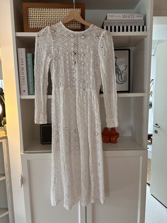 ZARA Kleid dress boho Strickerei weiss Oace Fashion H&M COs