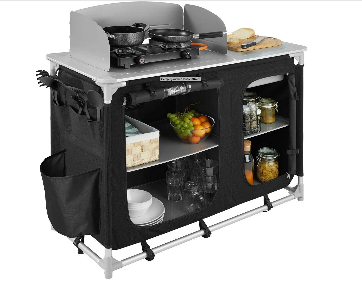 Cucine complete: Campingküche 116x52x107cm schwarz – Nuovo (secondo la descrizione) da Steinhausen venduto da Retourenprofis