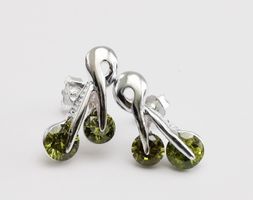 Designer Ohrringe Ohrstecker Silber 925 Olivin Peridot