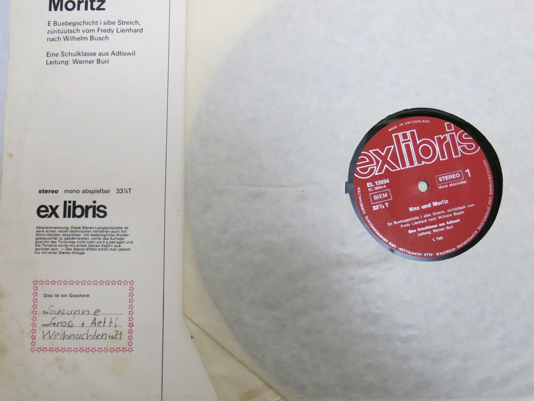 Dischi in vinile: Max und Moritz LP Schallplatte Märchen exlibris 1971 Grosi – Usato da Buchs ZH venduto da Ste1727 5