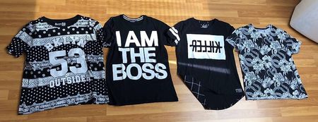 4 schwarz & weisse t-shirts gr. M/L