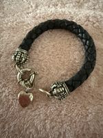 Armband Leder geflochten mit Herz Charm neuwertig