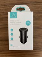 USAMS Mini Car Charger 2.4A Dual USB Black New in Box