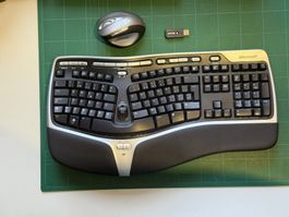 Microsoft Ergo Tastatur Maus Set mit USB Empfänger gebraucht