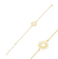 Armband 925 gold Zirkonia Sonne Stern layer fein 15+5cm