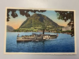 Alte Postkarte Lugano Monte S.Salvatore Dampfschiff Tessin