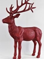 Grosser Deko Hirsch in rot mit Glitter