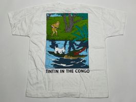 Vintage 90s T-Shirt Tintin Double Print New Sz XS