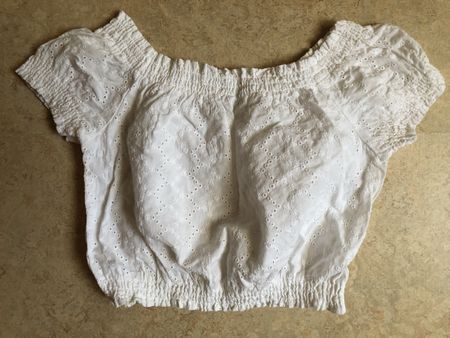 Crop Top mit Broderie Anglaise, y2k, Vintage